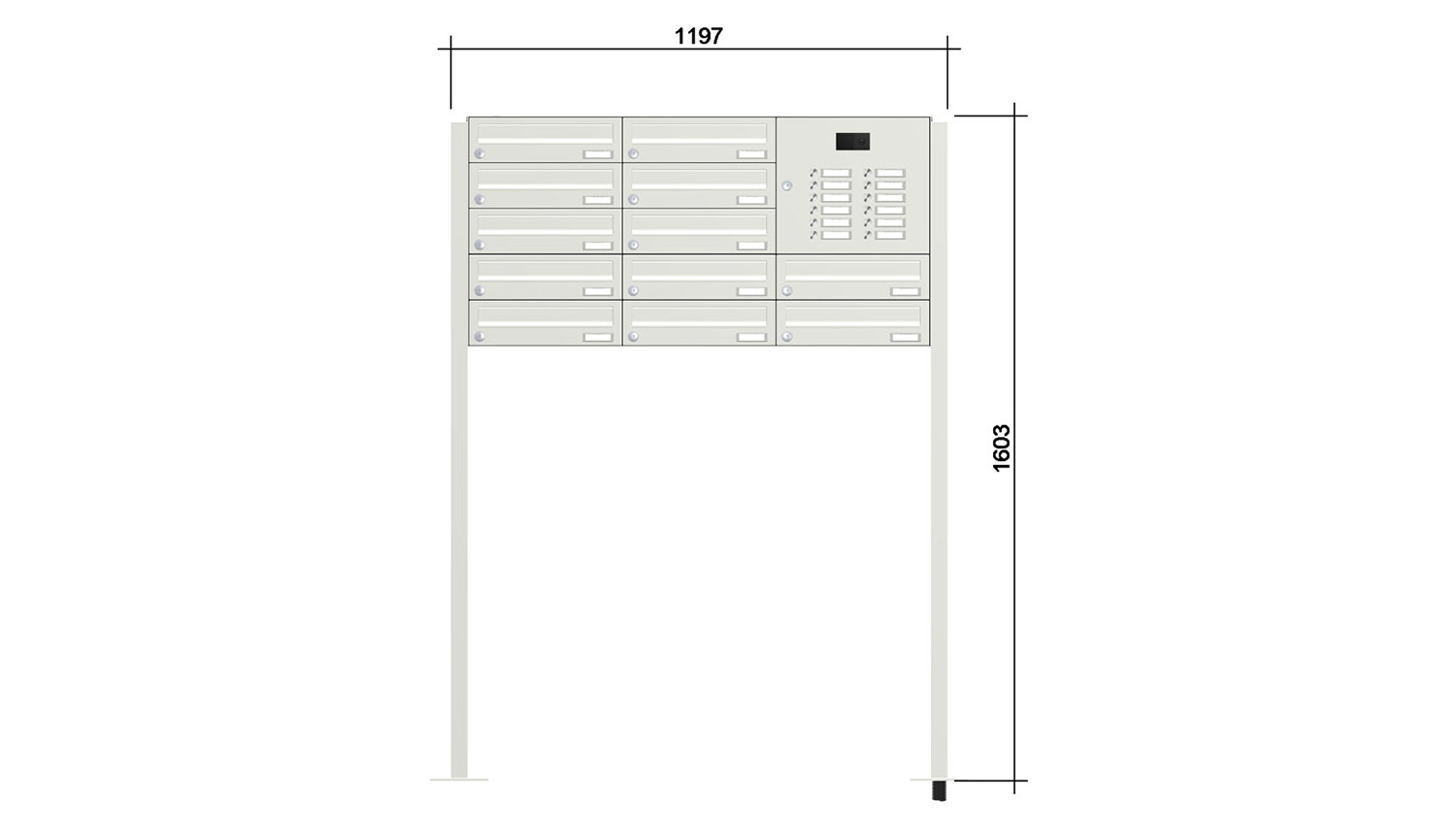 Briefkastenanlage | Freistehend | 12-fach | Waagerecht | Audio | Video | Farbe