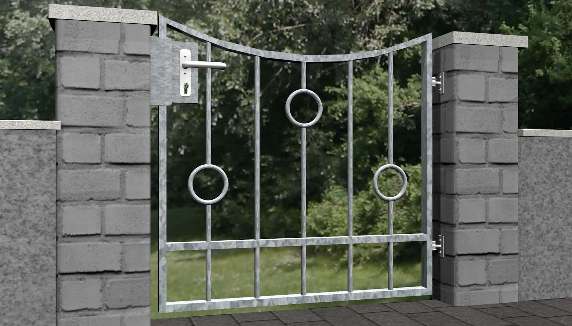 Portillon de jardin en acier galvanisé, barre circulaire à 1 battant, UB