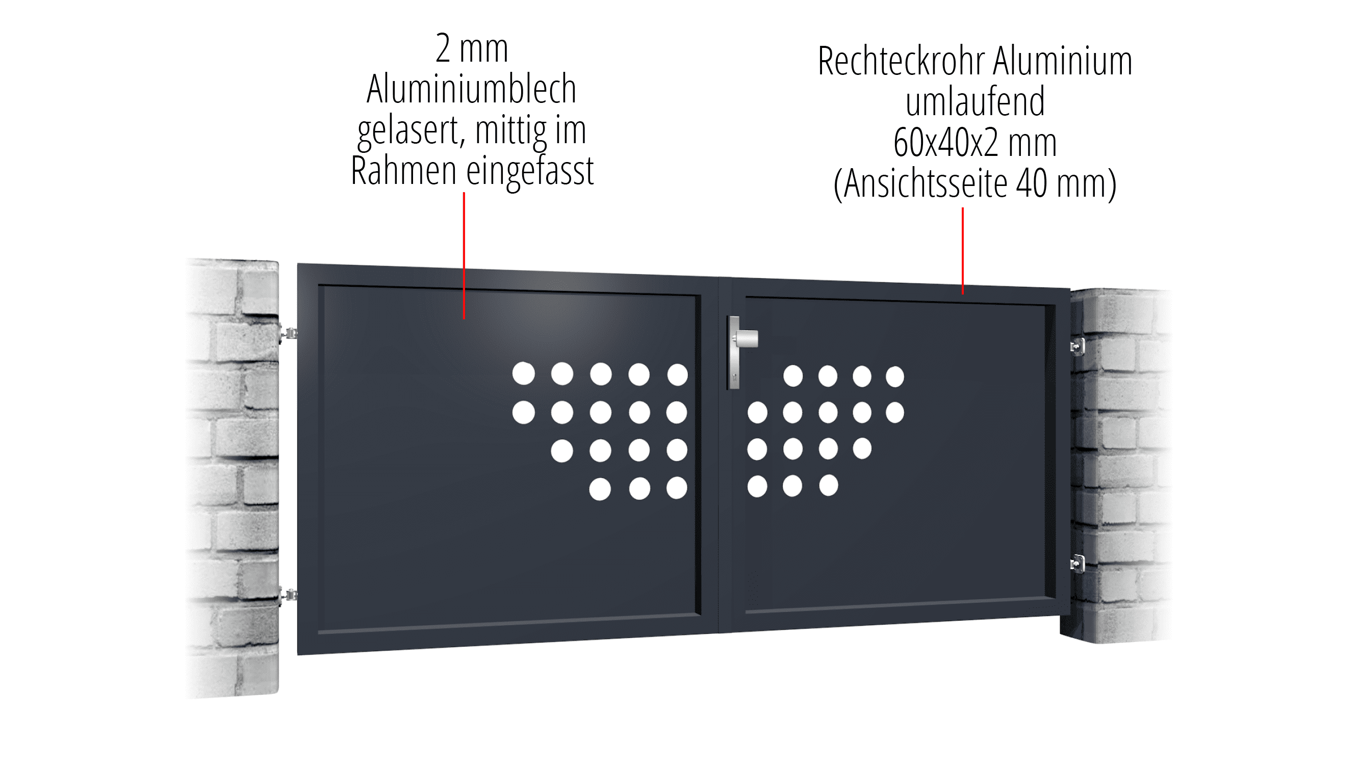 Portail de jardin en aluminium brise-vue à 2 battants RLH, GE