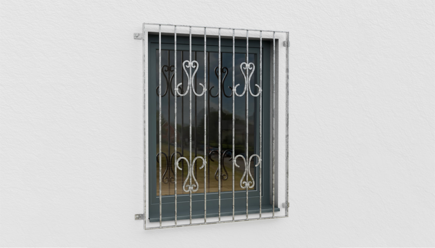 Grille de défense pour fenêtres en acier galvanisé scroll 2