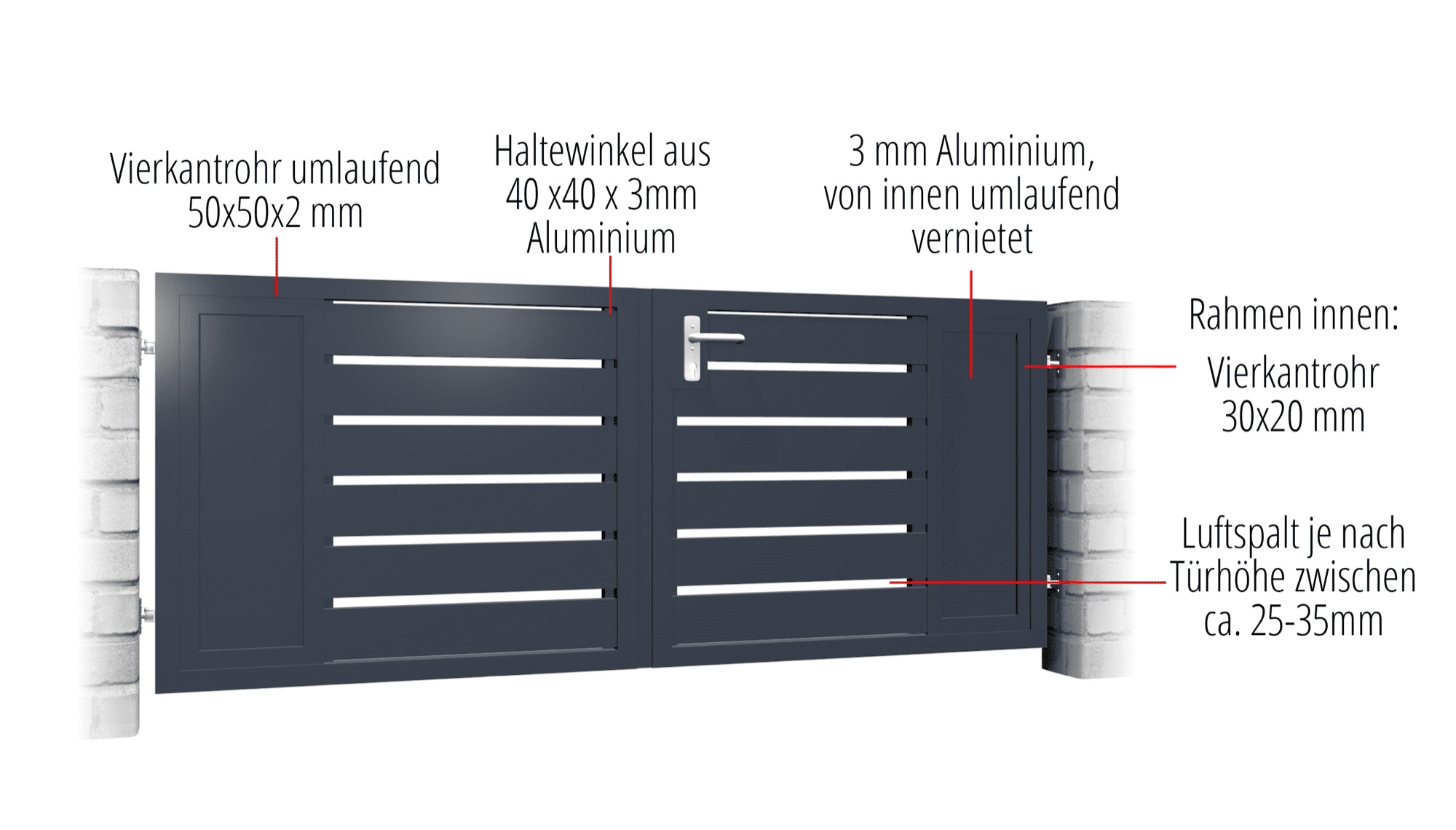 Portail de jardin en aluminium, brise-vue à 2 battants KSB, GE