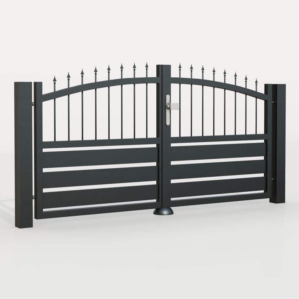 Portail de jardin aluminium brise-vue à 2 battants KSSR, OB