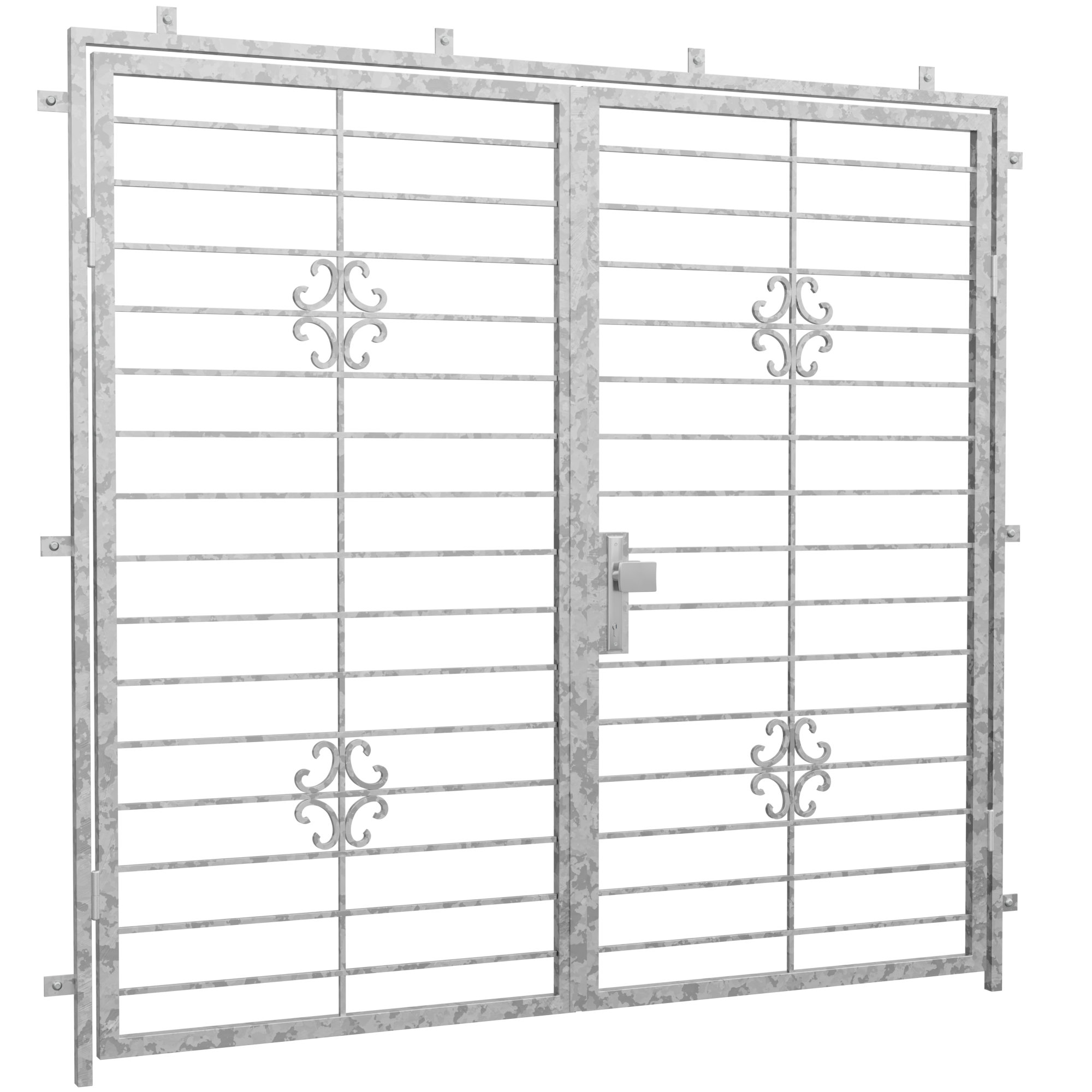 Porte grillagée en acier galvanisé 2 battants fleur