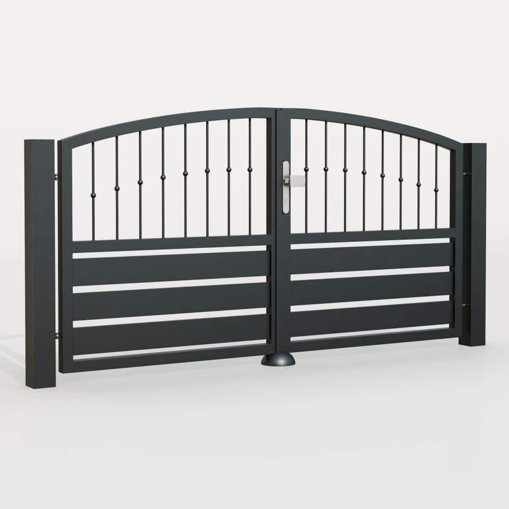 Portail de jardin en aluminium, brise-vue à 2 battants KSKR, OB