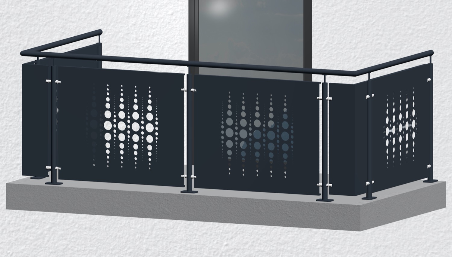 Balustrade de balcon en acier galvanisé plaque design PE