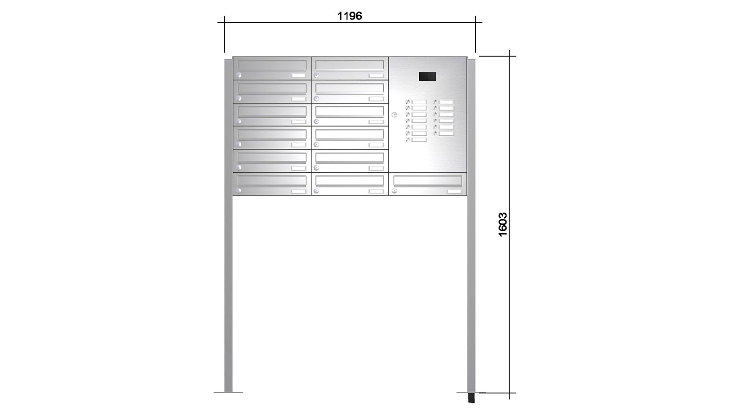 Briefkastenanlage | Freistehend | 13-fach | Waagerecht | Audio | Video | Edelstahl