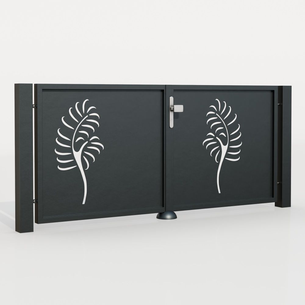 Portail de jardin en aluminium, brise-vue à 2 battants PF, GE