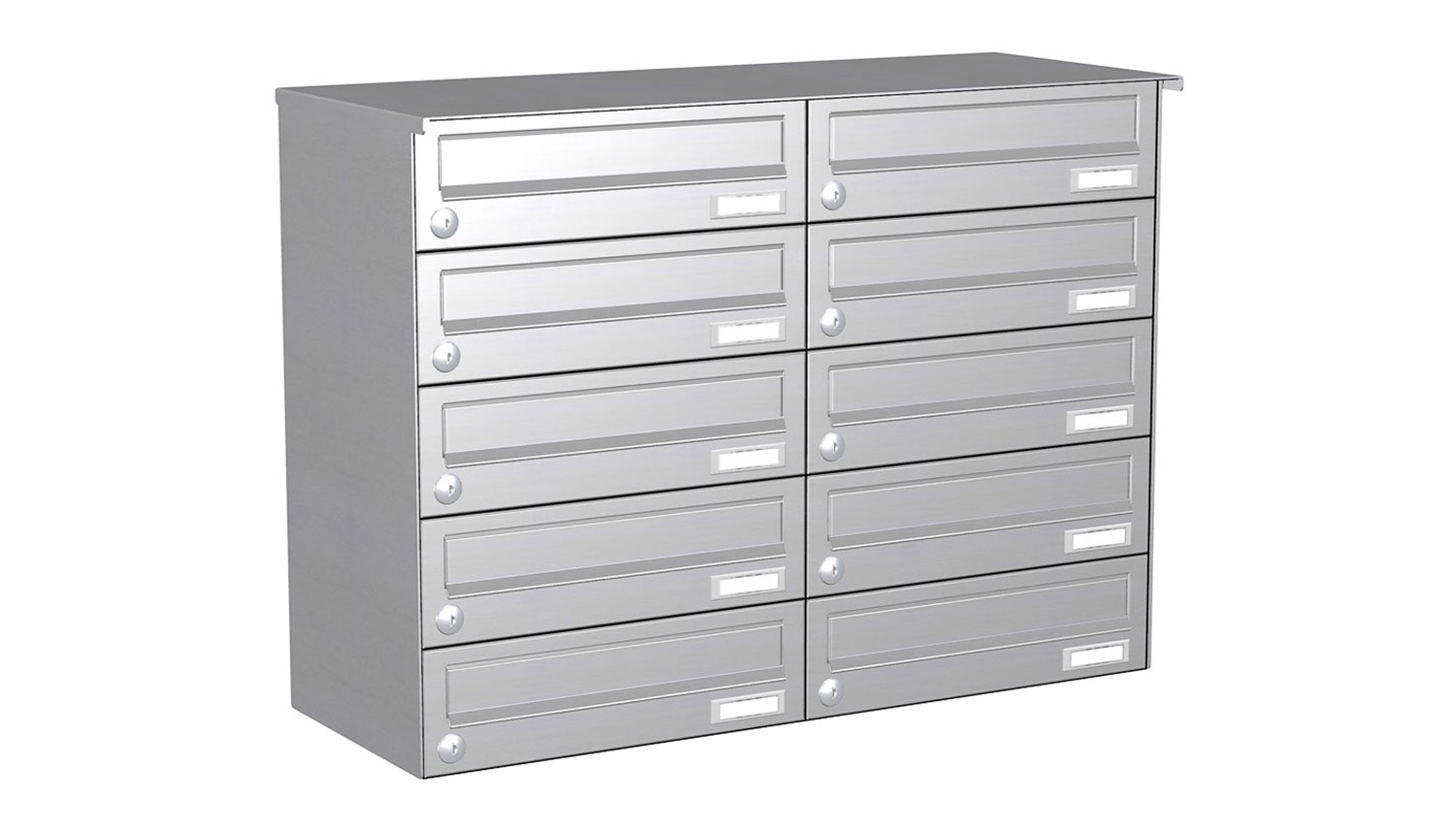 Briefkastenanlage | Aufputz | 10-fach | Waagerecht | Edelstahl