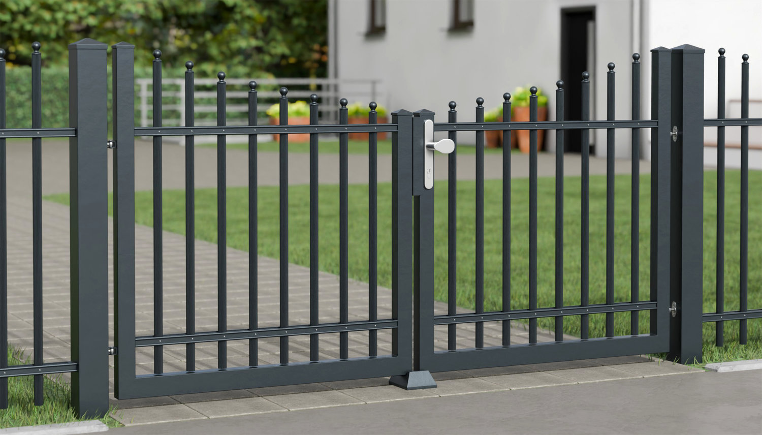 Portail de jardin en aluminium à 2 battants palissades Classic, UB