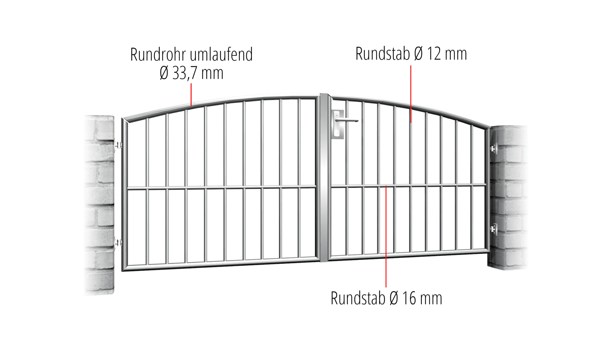 Portail de jardin en acier inoxydable barre verticale à 2 battants, OB
