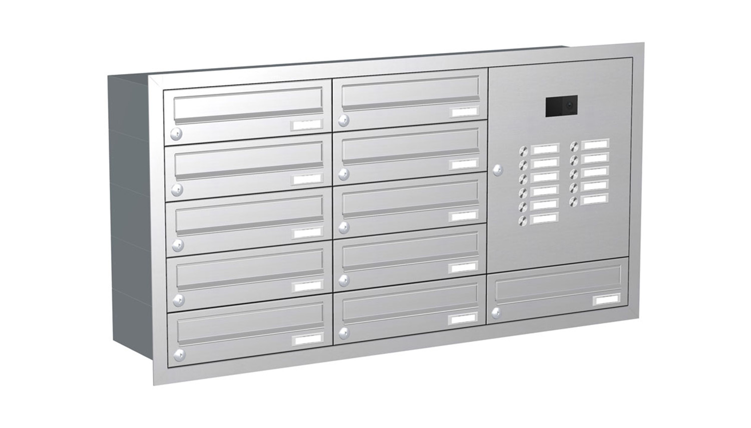 Briefkastenanlage | Unterputz | 11-fach | Waagerecht | Audio | Video | Edelstahl