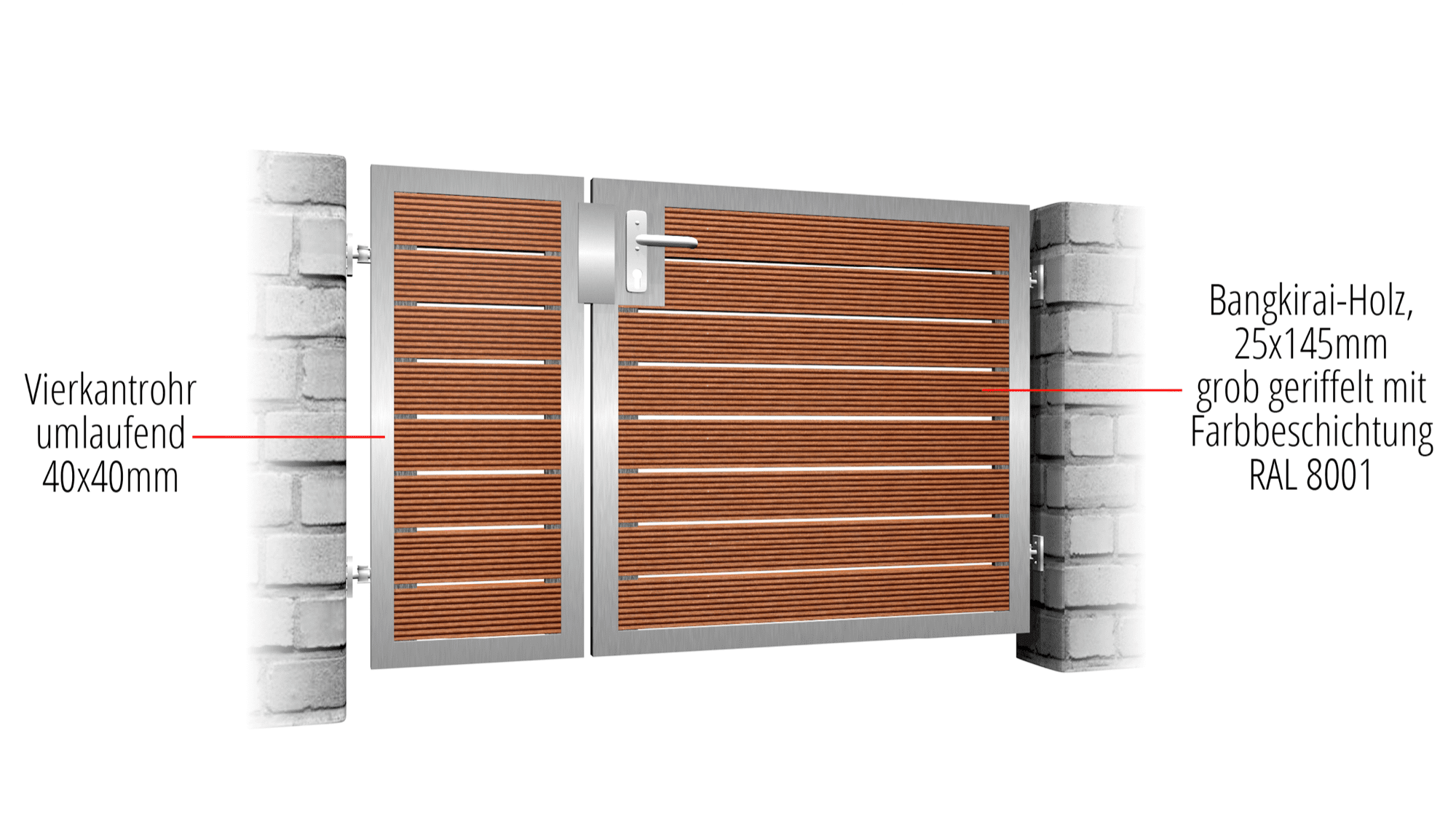 Portillon de jardin en acier inoxydable à 2 battants HFW, GE