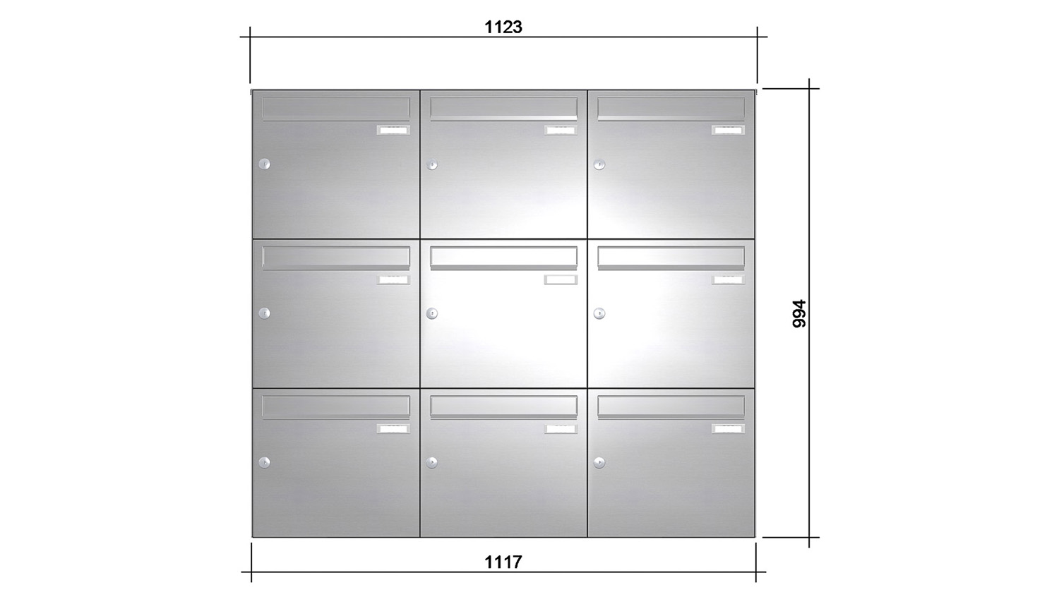 Briefkastenanlage | Aufputz | 9-fach | Senkrecht | Edelstahl