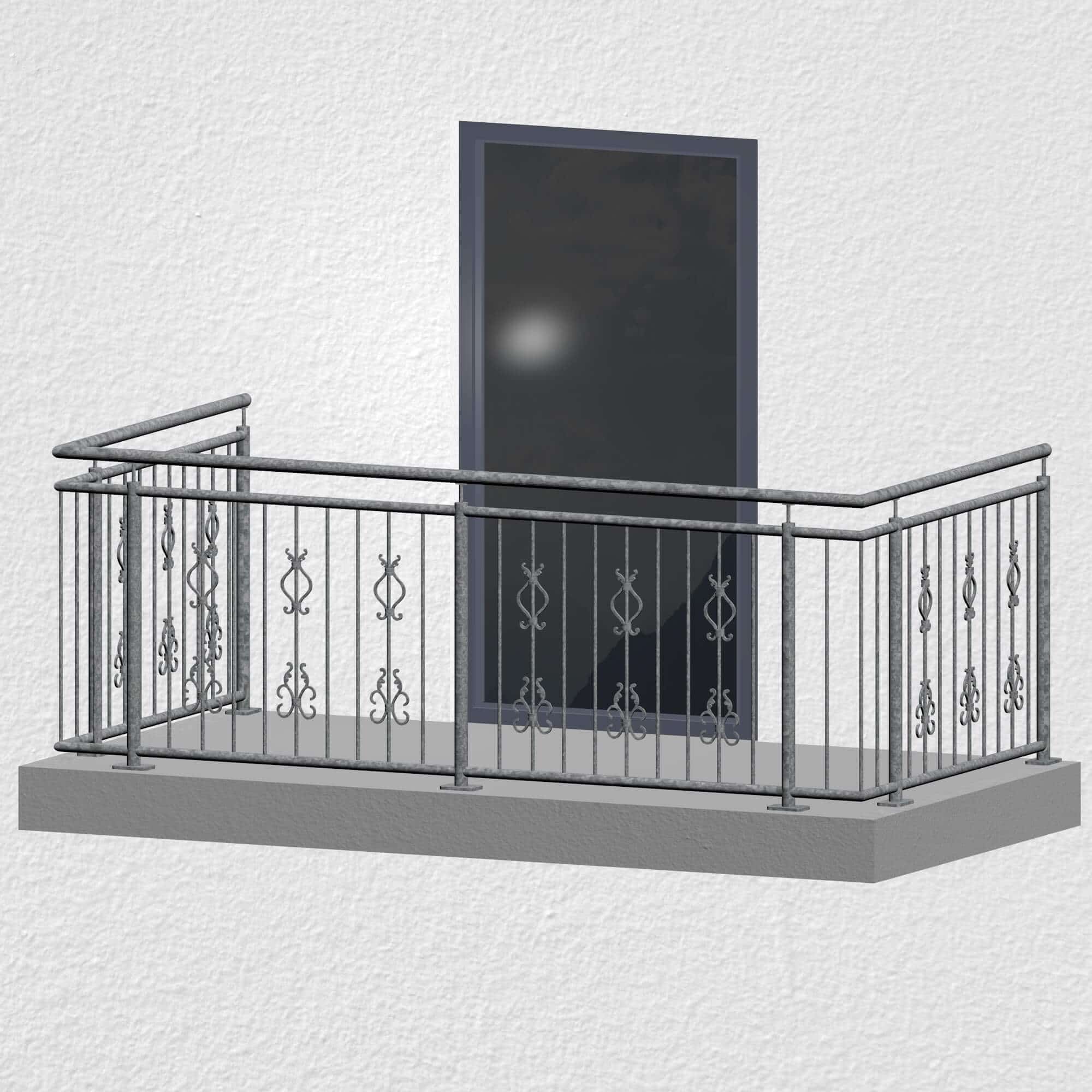 Balustrade de balcon en acier galvanisé Arcantus Triple Ornement 