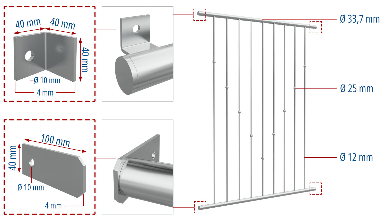 Grille de défense pour fenêtres en acier inoxydable à boules en V 2