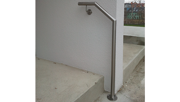 Treppenhandlauf Edelstahl - Modell abgewinkelt seitliche Wand-Treppe