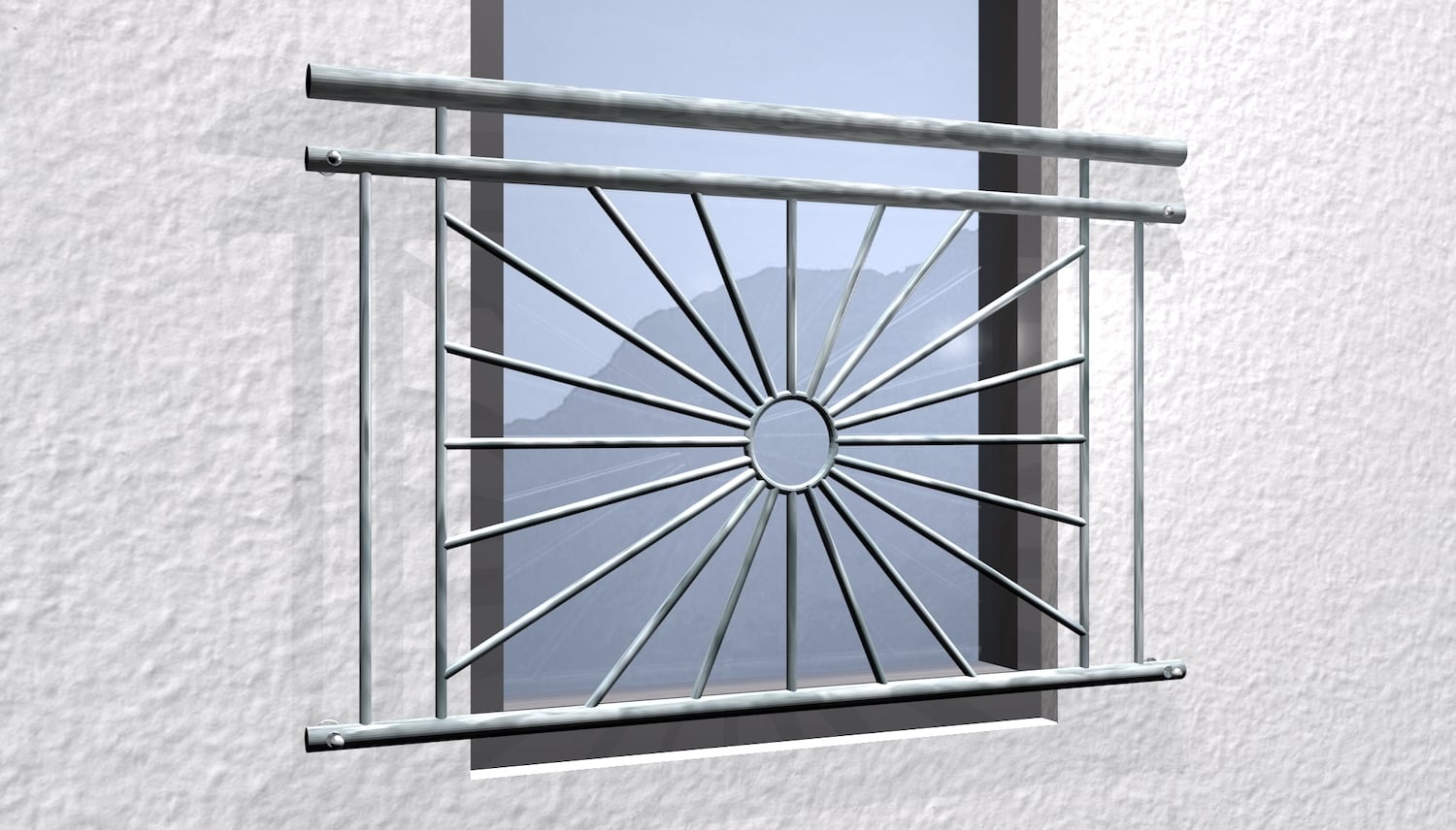 Balcon à la française en acier galvanisé soleil cercle 