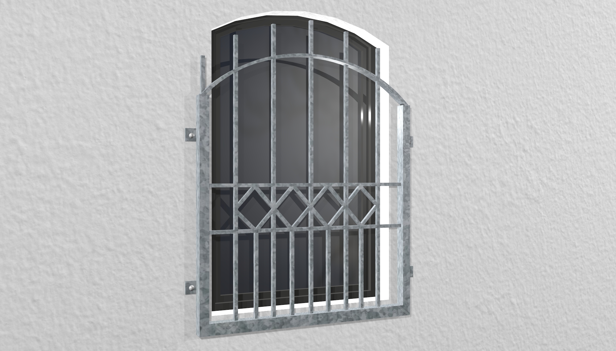 Grille de défense pour fenêtres en acier galvanisé Bel arc supérieur 