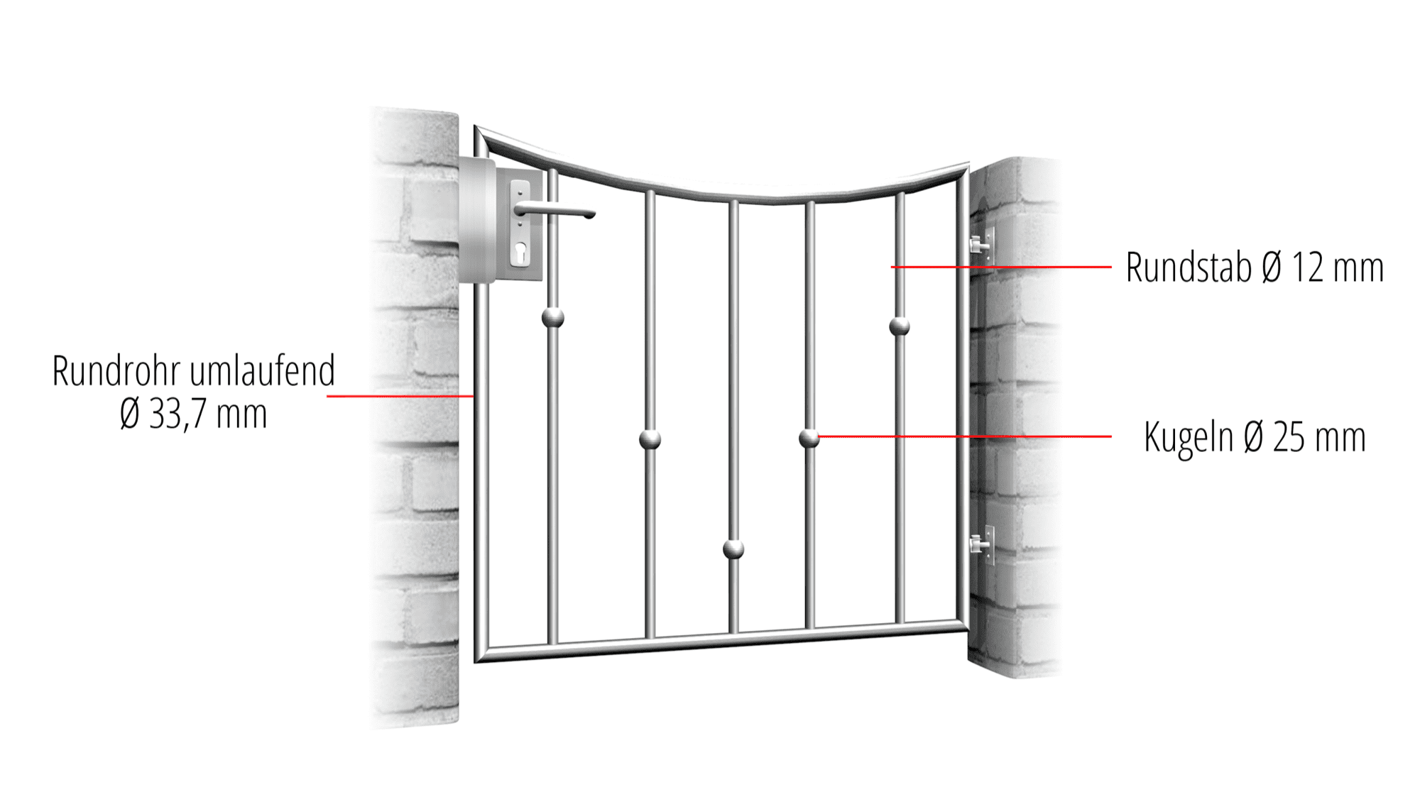 Portillon de jardin en acier inoxydable boules en V 1 battant, UB