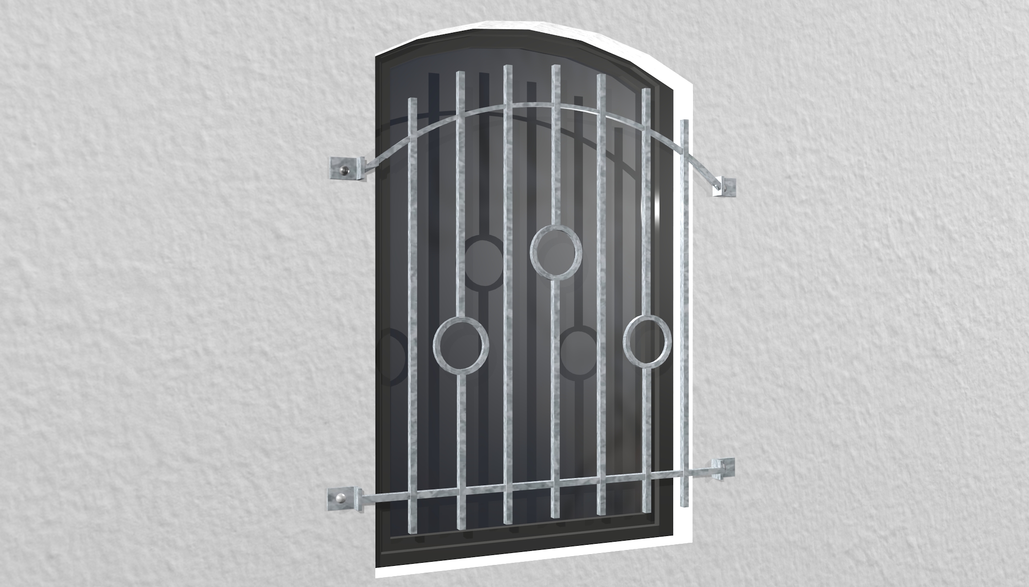 Grille de défense pour fenêtres en acier galvanisé cercle barre arc supérieur 