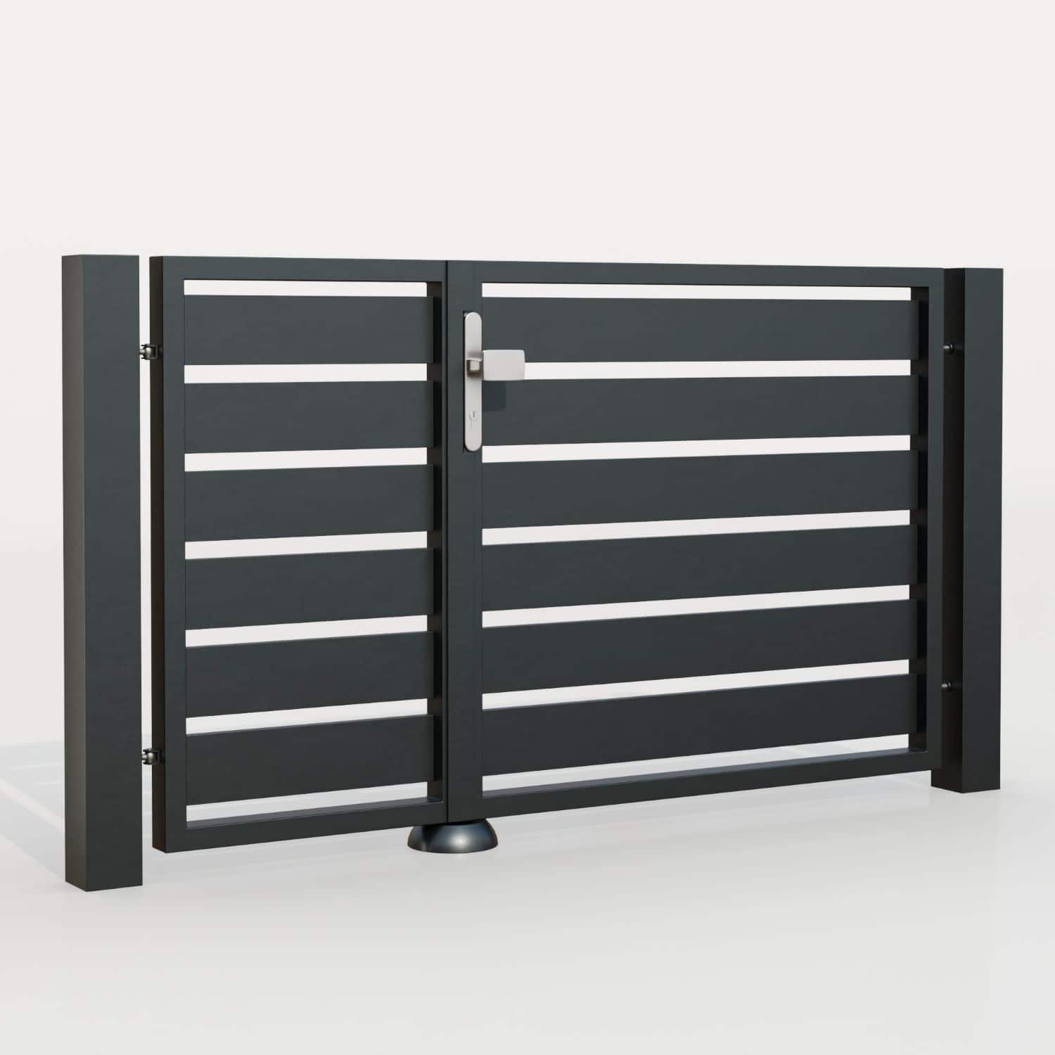 Brise-vue à 2 battants en aluminium pour portillon de jardin lamelles, GE