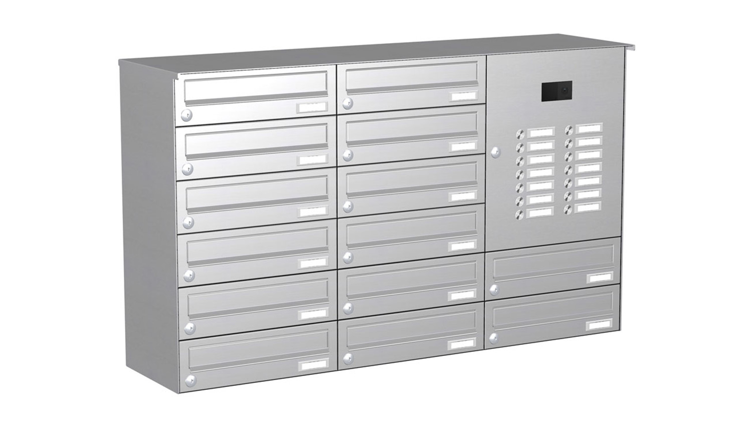 Briefkastenanlage | Aufputz | 14-fach | Waagerecht | Audio | Video | Edelstahl