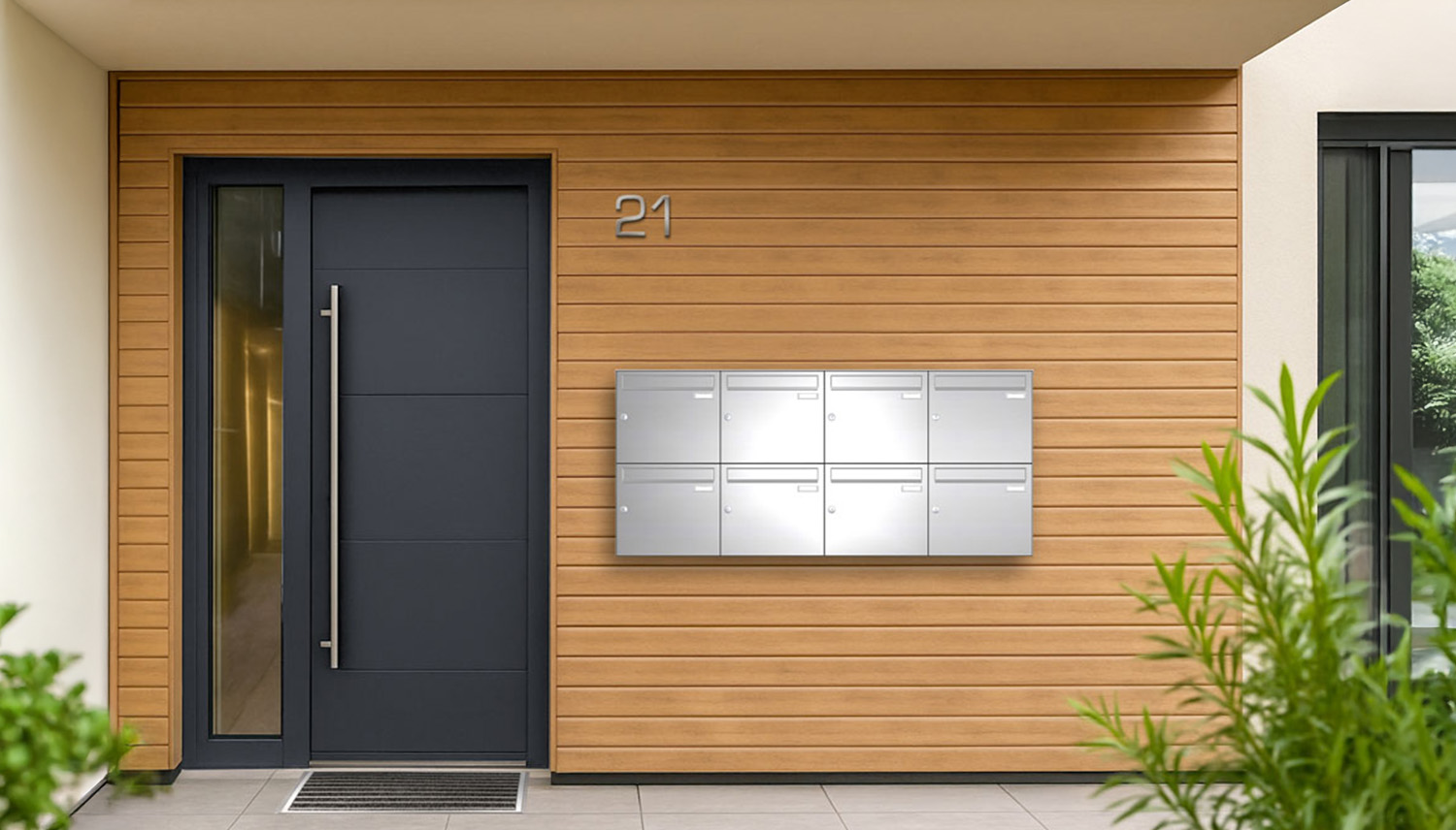 Briefkastenanlage | Aufputz | 8-fach | Senkrecht | Edelstahl