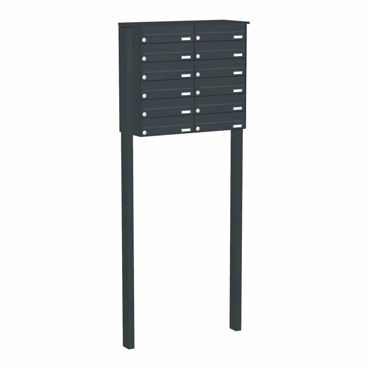 Briefkastenanlage | Freistehend | 12-fach | Waagerecht | Farbe