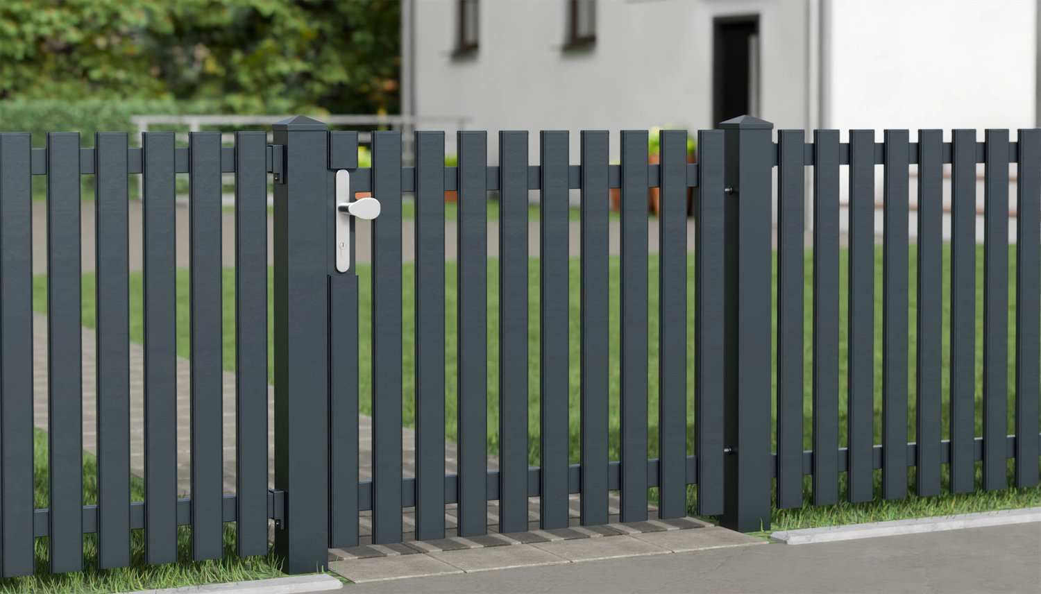 Portillon de jardin aluminium à 1 battant lattes Modern, GE