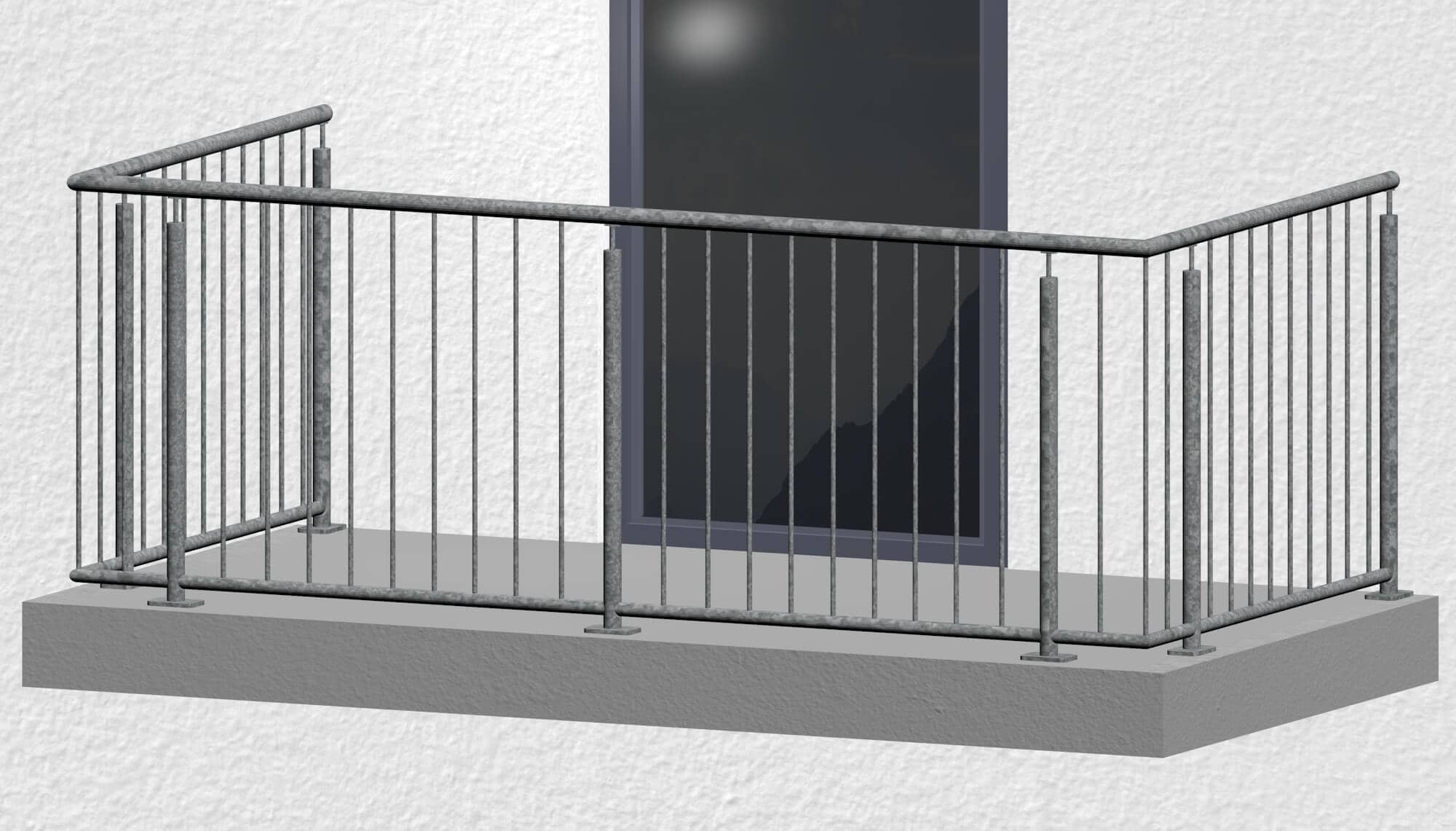 Balustrade de balcon en acier galvanisé Standard Modern 