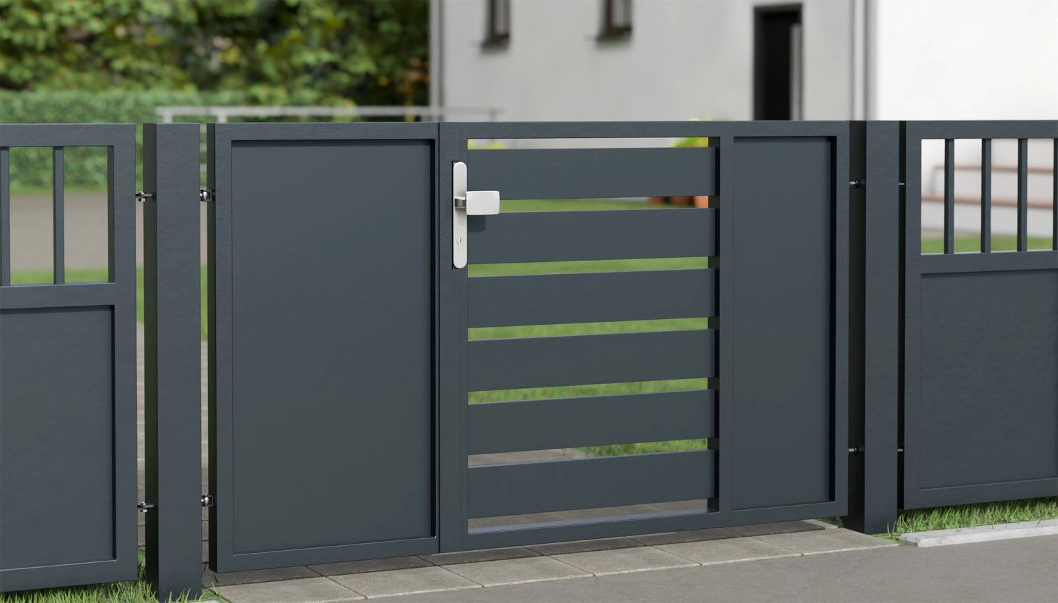 Portillon de jardin en aluminium, brise-vue à 2 battants KSB, GE