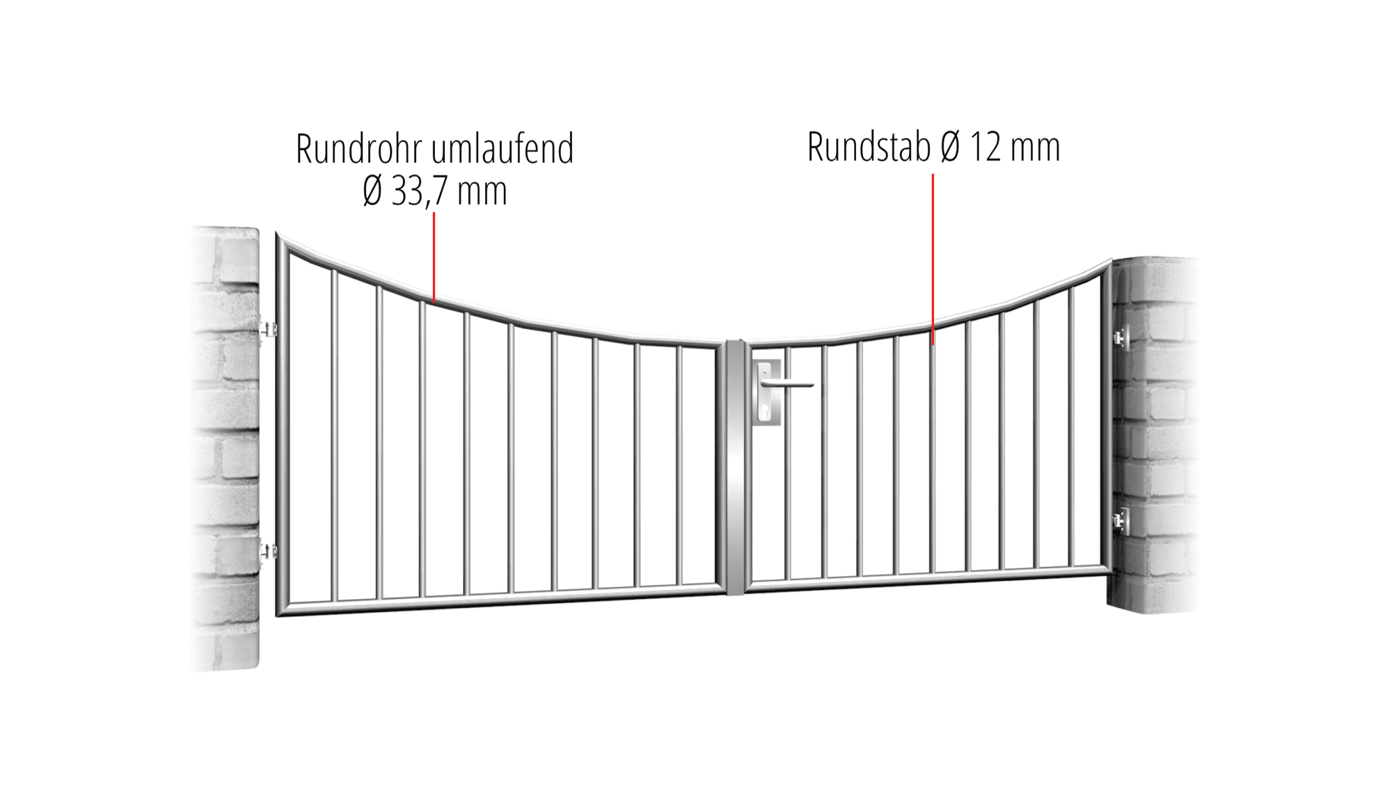 Portail de jardin en acier inoxydable barre verticale à 2 battants 2, UB