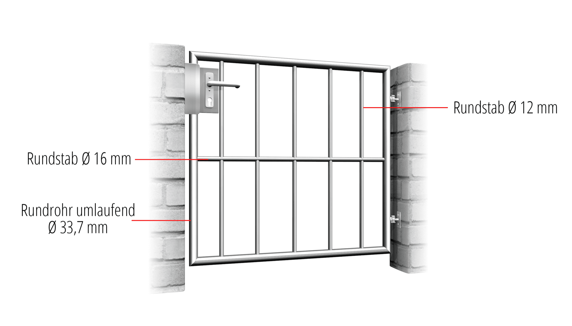 Portillon de jardin en acier inoxydable, barre verticale à 1 battant, GE