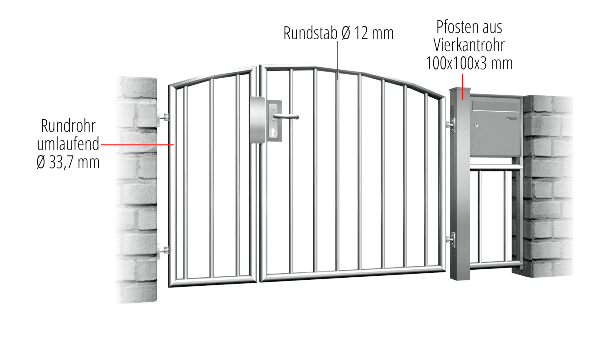 Portillon de jardin en acier inoxydable barre verticale à 2 battants 2, OB, BK