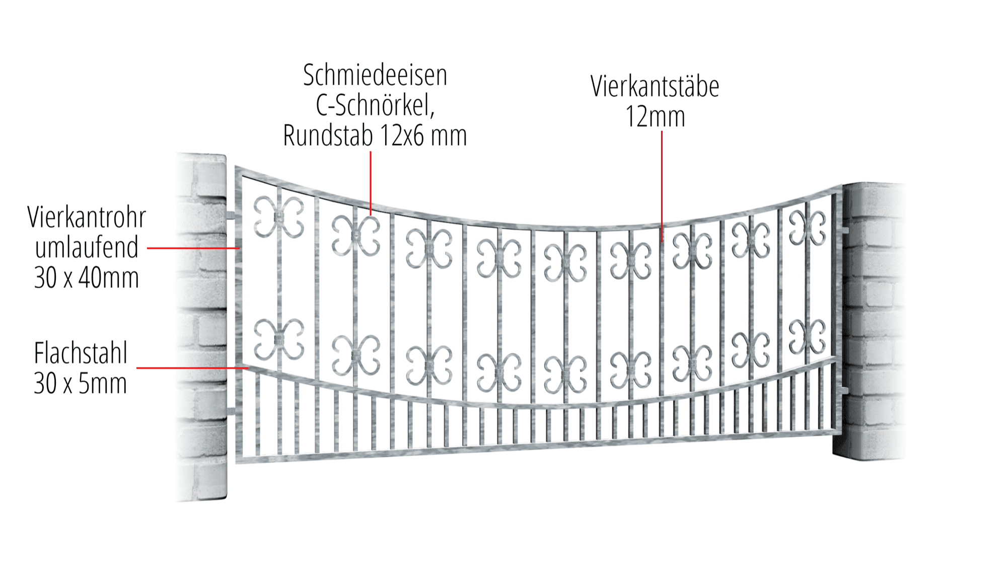 Clôture de jardin en acier galvanisé Baroque, UB