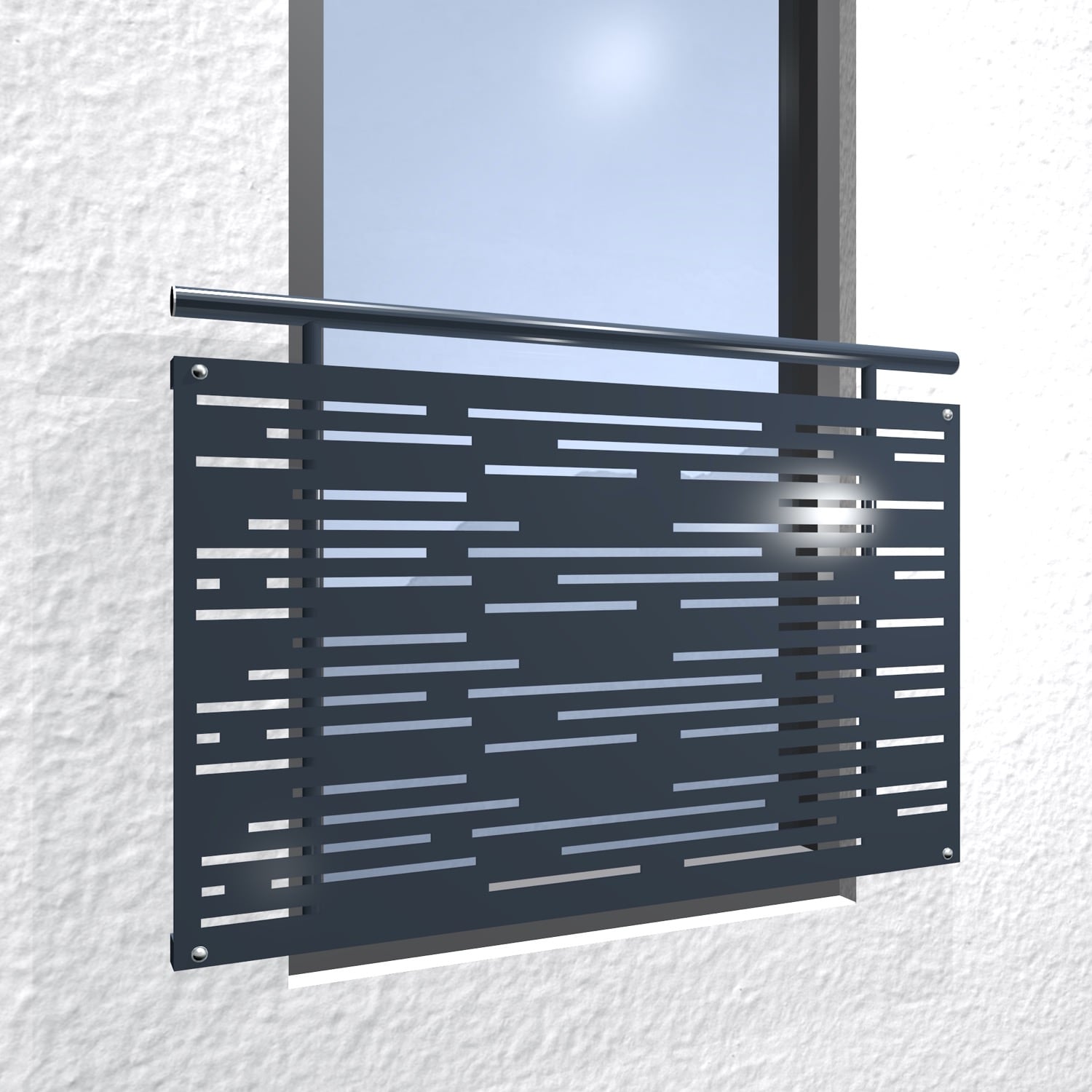 Balcon à la française en acier galvanisé plaque design bandes horizontales