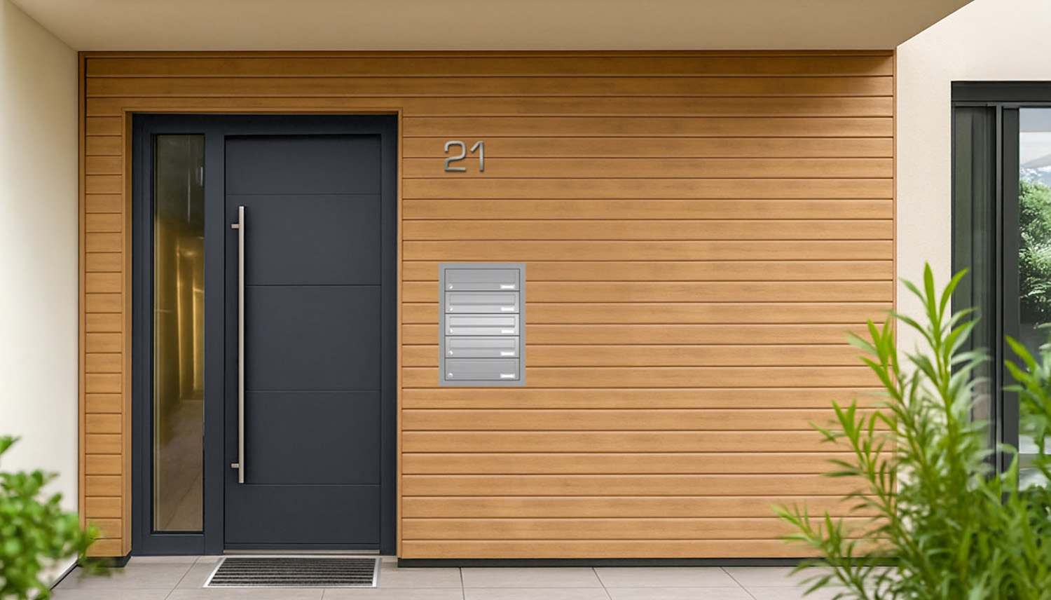 Briefkastenanlage | Unterputz | 5-fach | Waagerecht | Edelstahl