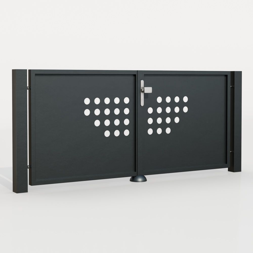 Portail de jardin en aluminium brise-vue à 2 battants RLH, GE