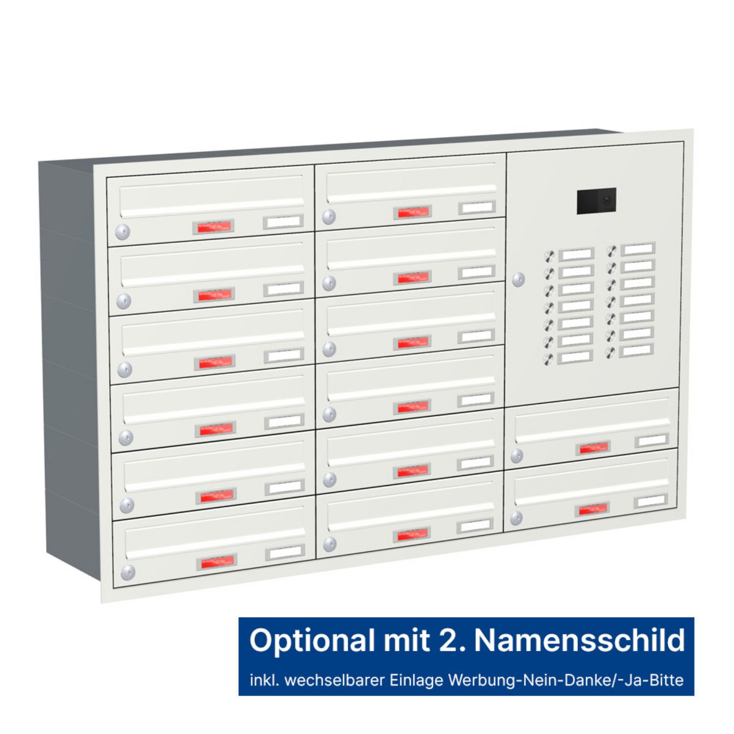 Briefkastenanlage | Unterputz | 14-fach | Waagerecht | Audio | Video | Farbe