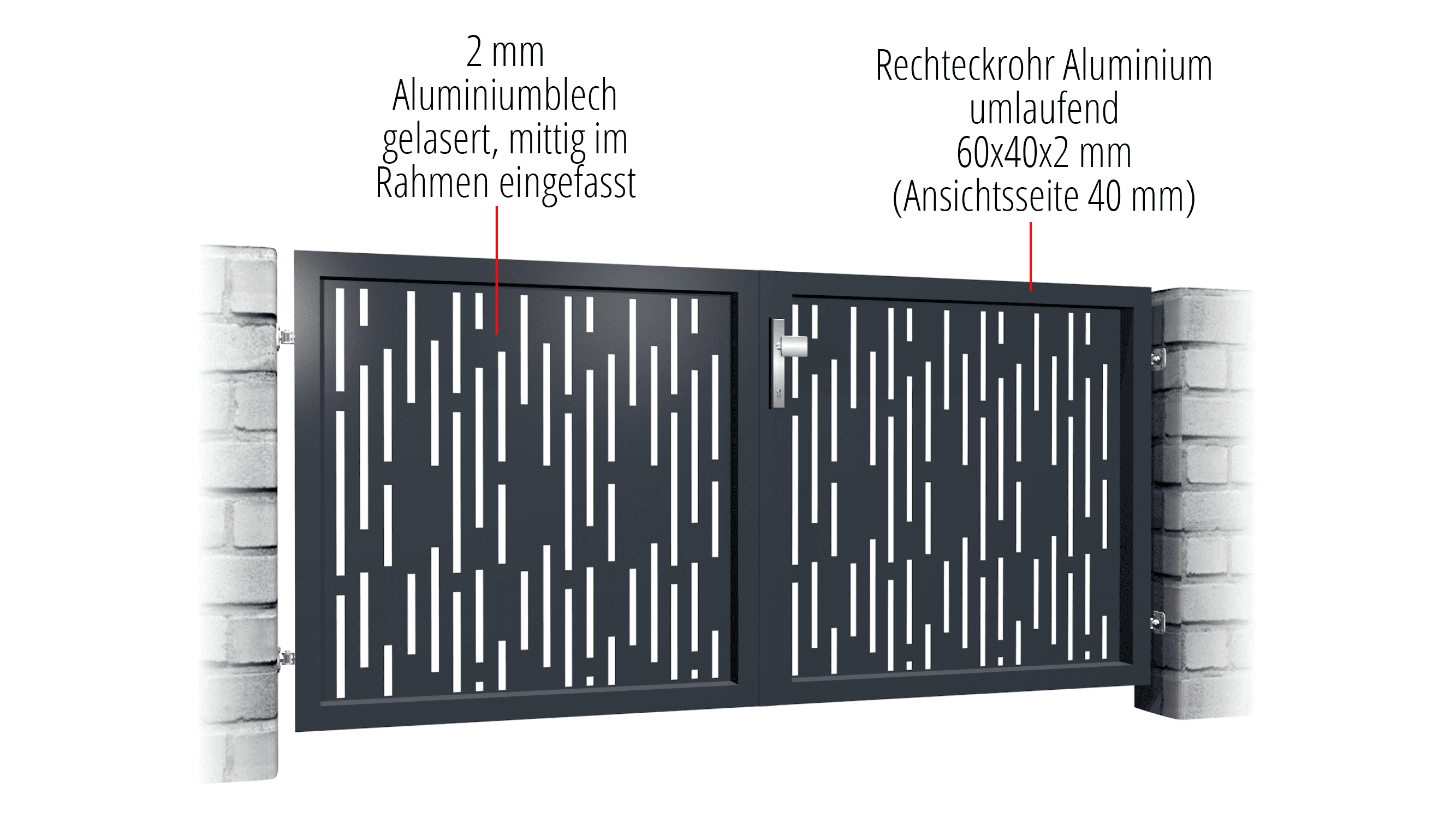 Portail de jardin aluminium 2 battants découpé au laser design SF VE