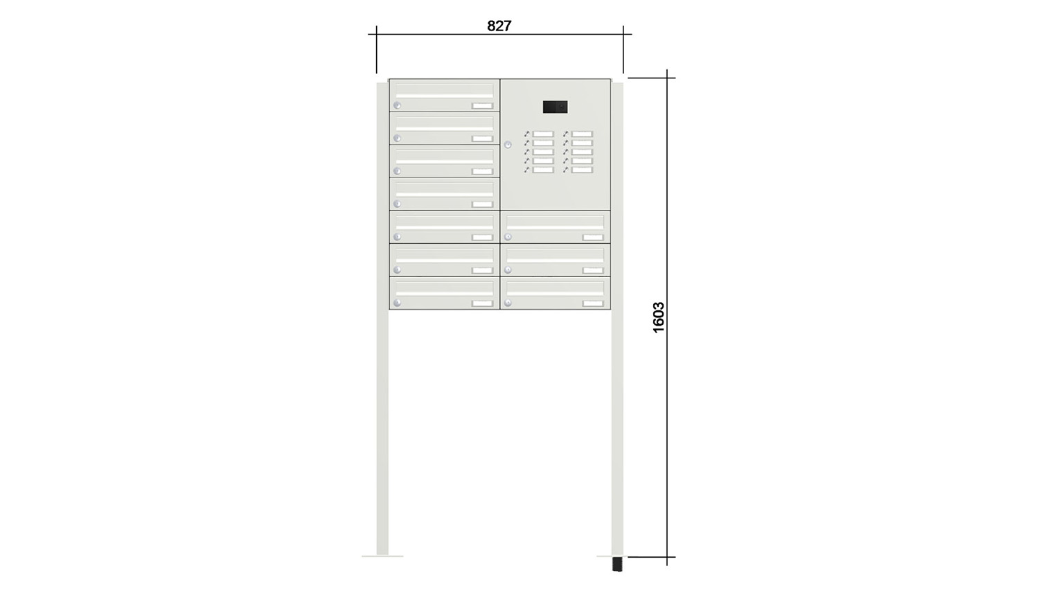 Briefkastenanlage | Freistehend | 10-fach | Waagerecht | Audio | Video | Farbe