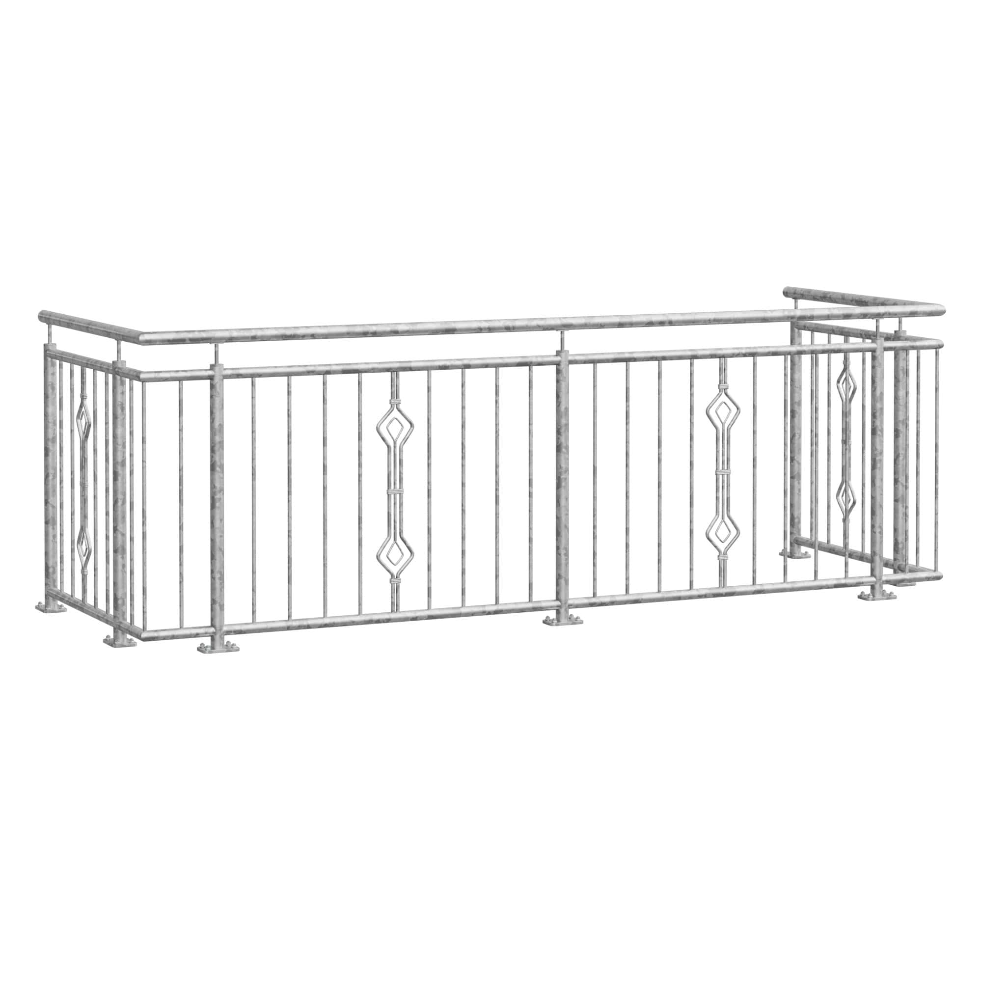 Balustrade de balcon en acier galvanisé ornement sablier 