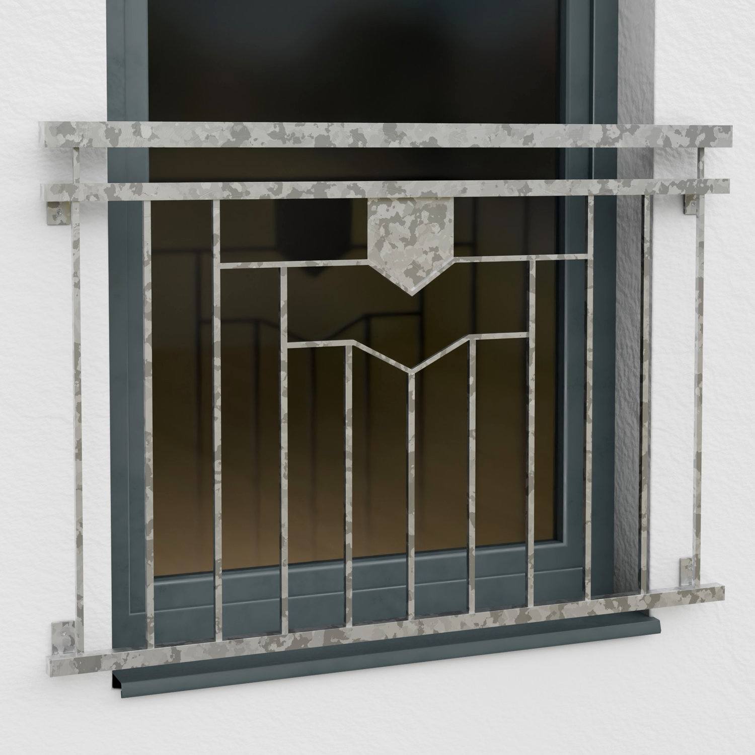 Balcon à la française en acier galvanisé ornement à 5 coins 