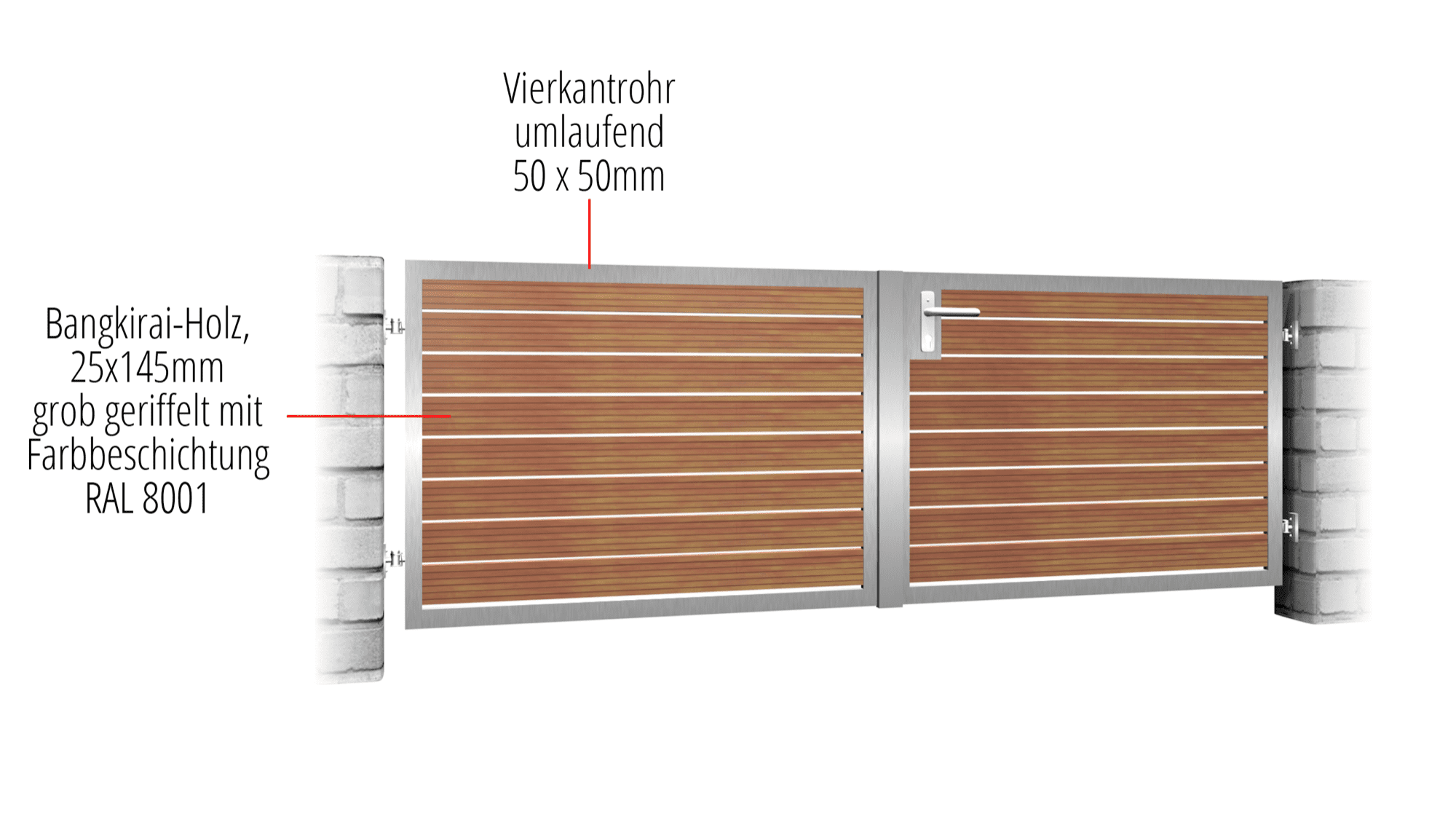 Portail de jardin en acier inoxydable à 2 battants HFW, GE