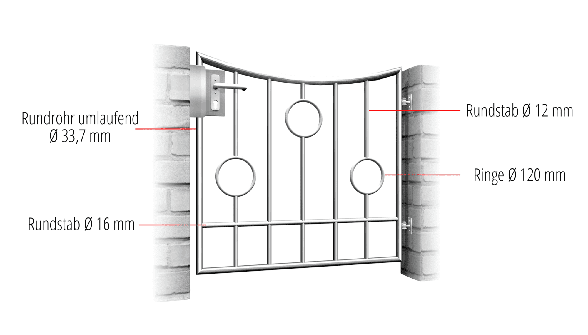 Portillon de jardin Barre de cercle à 1 battant en acier inoxydable, UB