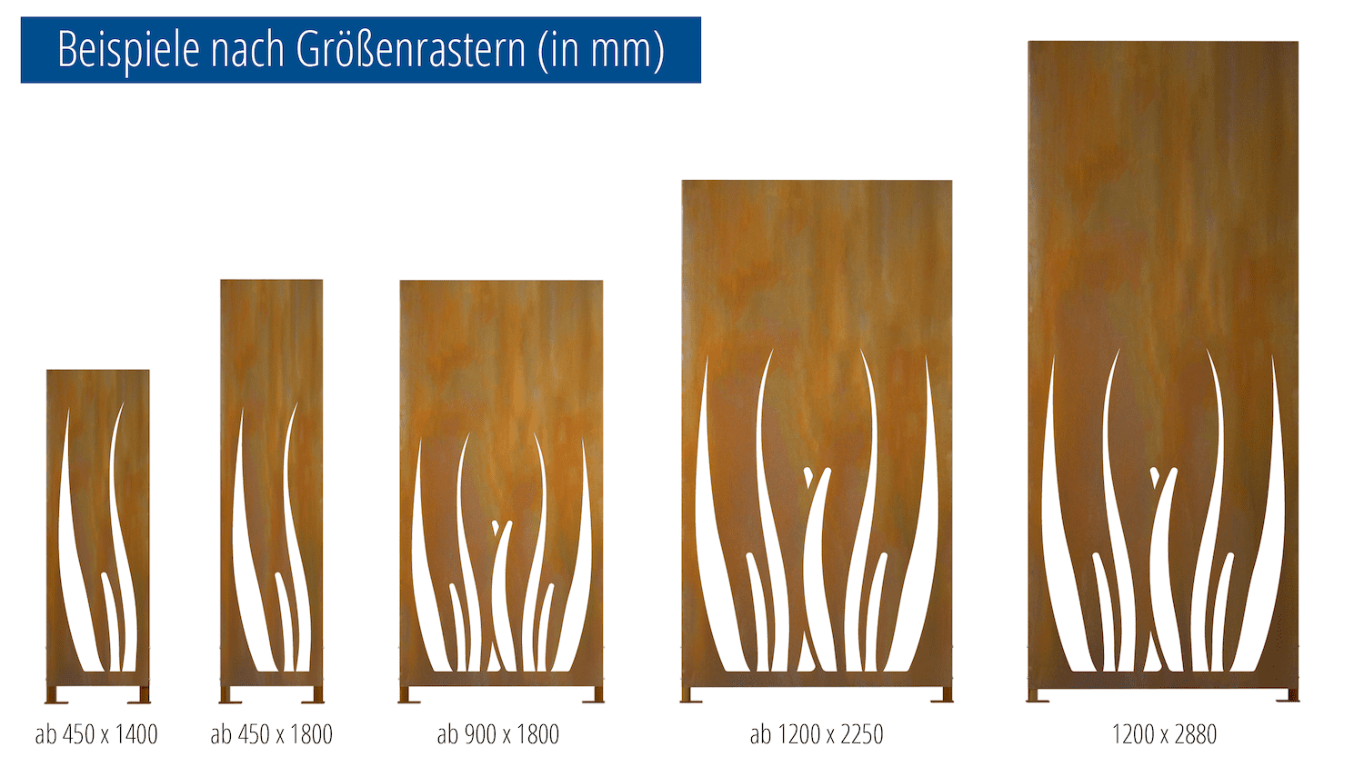 Brise-vue en acier Corten stèle herbe