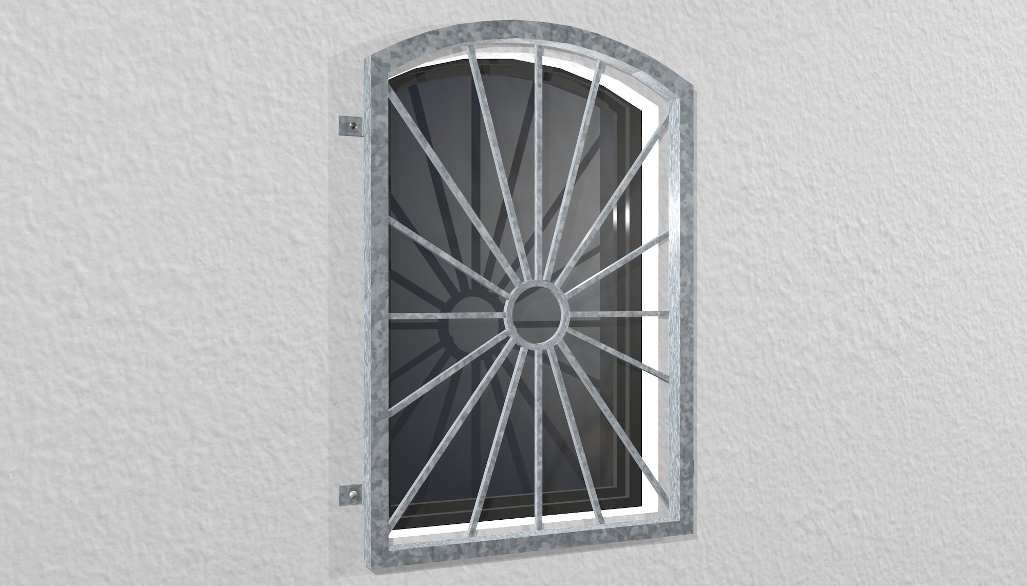 Grille de défense pour fenêtres en acier galvanisé cercle solaire arc supérieur 