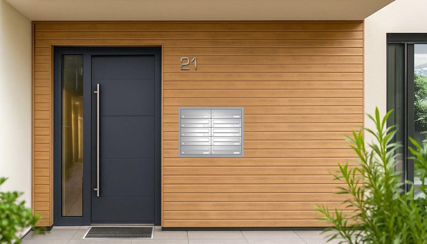 Briefkastenanlage | Unterputz | 10-fach | Waagerecht | Edelstahl