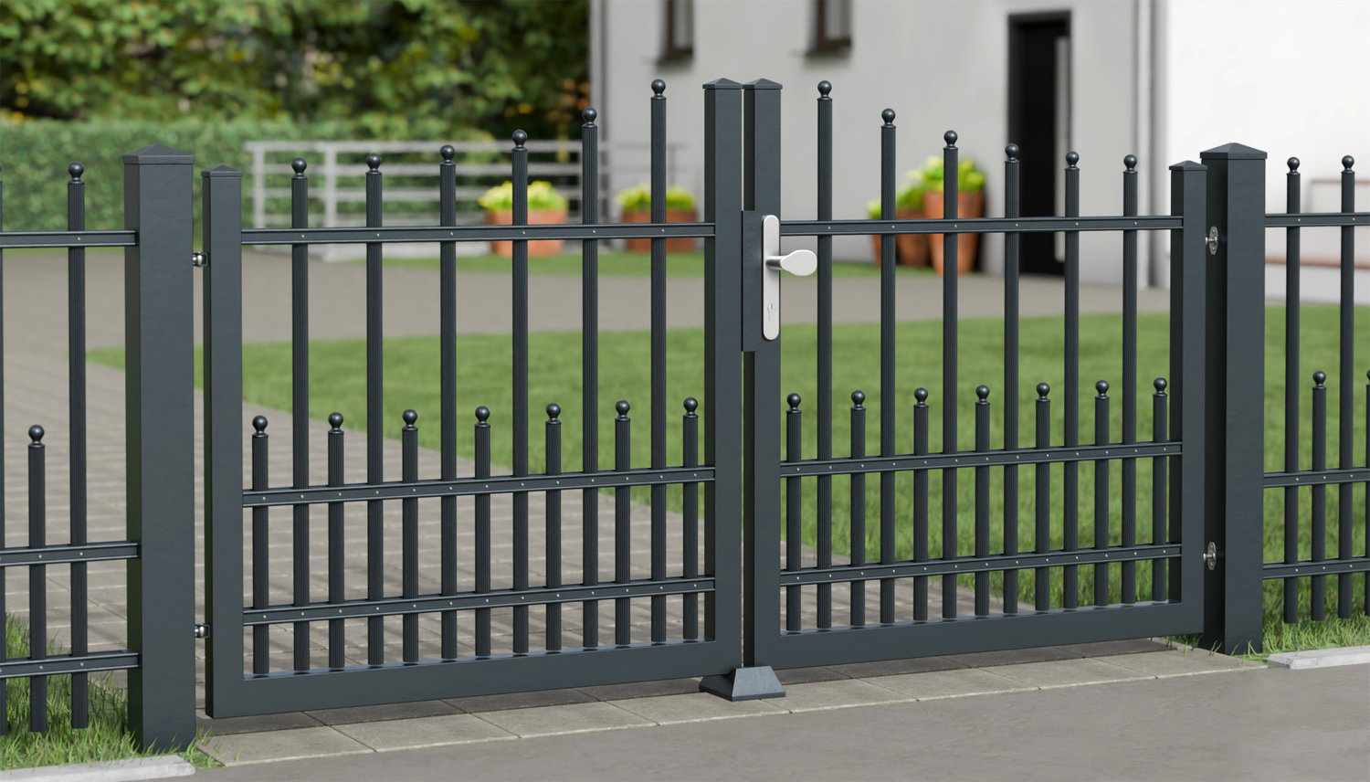 Portail de jardin en aluminium à 2 battants palissades DPP Classic, WE