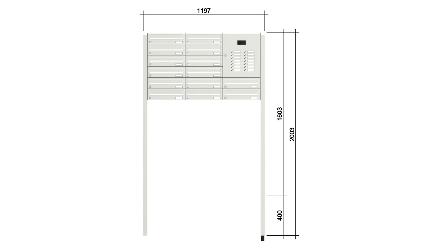 Briefkastenanlage | Freistehend | 14-fach | Waagerecht | Audio | Video | Farbe